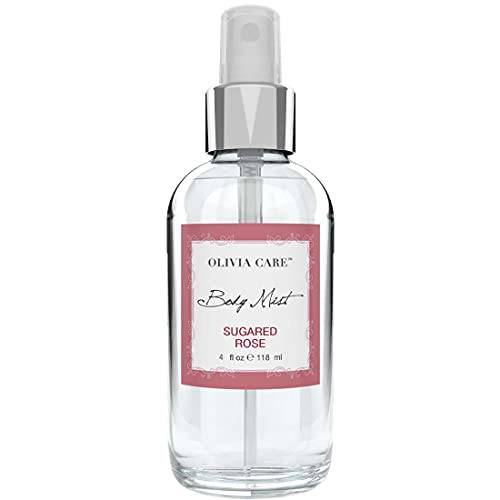 Olivia Care Body Mist Spray Made with Natural Sugared Rose Fragrance Scent - Refreshing, Soothing, Cooling, Moisturizing & Hydrating - Eliminate Body Odor with Fresh Floral Aroma - 4 FL OZ