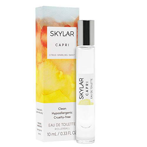 Capri Perfume By Skylar - Travel-Sized Rollerball - Paraben-Free, Phthalate-Free, Vegan, and Cruelty-Free Fragrance - Citrus, Sparkling, Sweet Scent - Notes Of Neroli and Orange (10mL / 0.33 fl oz)