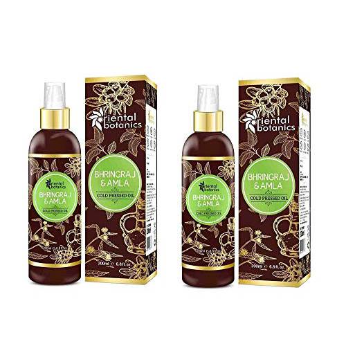 Oriental Botanics Bhringraj & Amla Cold Pressed Oil For Hair Regrowth - 200ml (Pack OF 2) (No Mineral Oil, Silicon or Paraben) - with Express Shipping