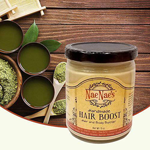 Nae Nae’s Hair Boost (Special Growth Formula) - An All Natural Handmade Hair & Body Butter Conditioner Recipe, A Hair Thickening Treatment And Therapy Moisturizer - With 19 All Natural Ingredients 9oz