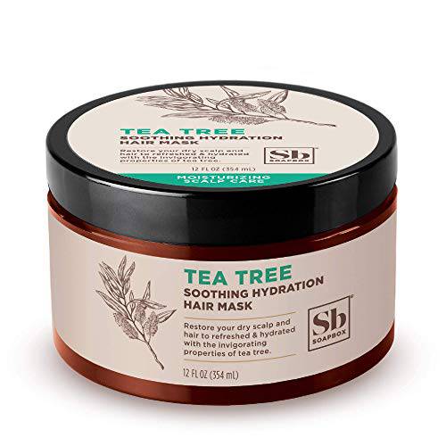 Soapbox Tea Tree Hair Mask, Soothing Hydration Deep Conditioner for Dry Damaged Hair | Sulfate Free, Gluten Free, Cruelty Free, Vegan Hair Mask & Scalp Treatment for Dry, Damaged or Frizzy Hair (12oz)