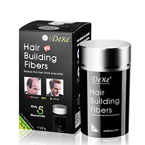 Dexe Hair Building Fibers Color Powder Instantly Thicken Thinning Hair for Men and Women (Medium Brown)