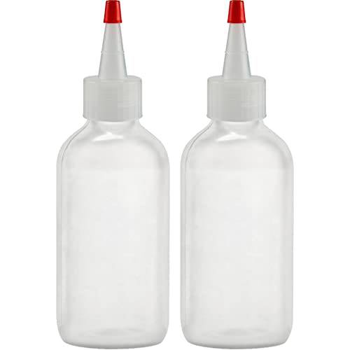 BRIGHTFROM Squeeze Hair Color Applicator Bottles with Red Top Cap, 4 OZ Empty Plastic Containers, Refillable, Leak Proof - Open/Close Nozzle - Multi Purpose/Coloring (Pack of 2)