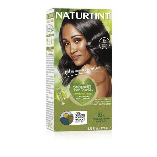 Naturtint Permanent Hair Color 2N Brown Black (Pack of 1), Ammonia Free, Vegan, Cruelty Free, up to 100% Gray Coverage, Long Lasting Results 5.6 fl oz 165 ml
