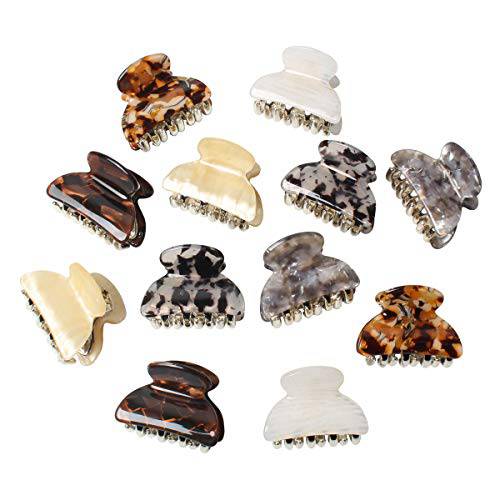 1.57 inch Small Acrylic Hair Claw Clips for Girls and Women Marbling Hair Clips,Plastic No-Slip Grip Jaw Hair Clip Hair Jaw Clamp ,Pack of 12