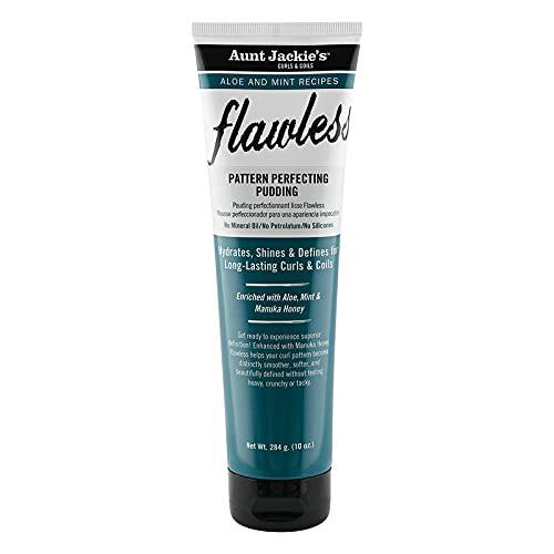 Aunt Jackie’s Aloe and Mint Recipes Flawless Pattern Perfecting Pudding Enhanced with Manuka Honey for Long Lasting Curls & Coils, 10 oz, Green