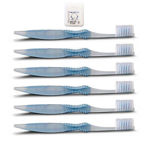 Sofresh Flossing Toothbrush Adult Soft Blue, Choose Quantity & Color, Bundle with Xylitol Dental Floss