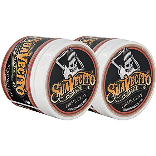 Suavecito Pomade Firme Clay 4 oz, 2 Pack - Strong Hold Hair Clay For Men - Low Shine Matte Hair Clay Pomade For Natural Texture Hairstyles