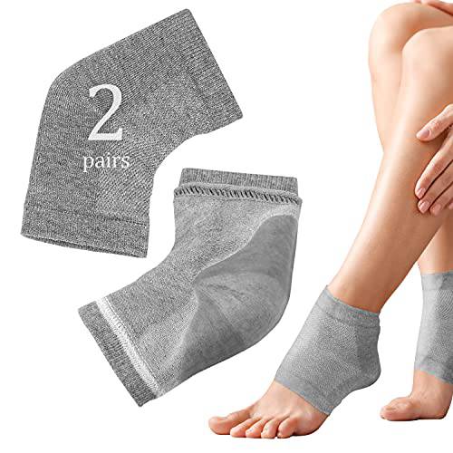 Moisturizing Heel Socks with Soft Gel Lining for Dry Cracked Feet Treatment - Unisex Reusable Foot Moisturizer Heel Sleeves from Breathable Cotton for Women & Men (Pack of 2)