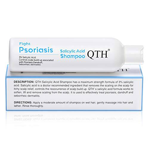 QTH Psoriasis Therapeutic Shampoo with 3% Salicylic Acid Anti-Dandruff and Seborrheic Dermatitis Treatment Relief of Dry, Itching and Flaking Scalp, 8.4 fl