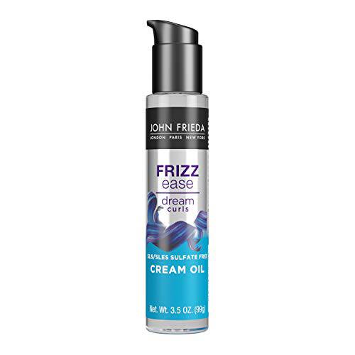 John Frieda Anti Frizz, Frizz Ease Dream Curls Cream Oil, Hydrating Hair Oil for Curly, Frizzy Hair, Nourishes Dry and Damaged Hair, for Bouncy Curls, 3.5 Fluid Ounces