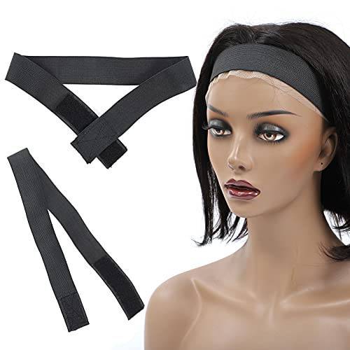 PIESOYRI Lace Melting Bands, 3PCS Elastic Bands for Lace Frontal, Wig Grip Band for Keeping Wigs in Place, Edge Laying Band with Adjustable Velcr, Black and Pink, Soft and Comfortable