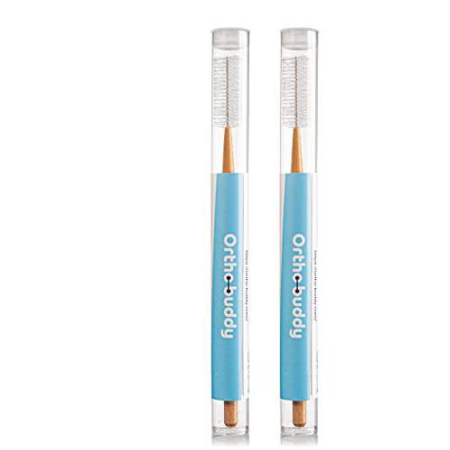 Ortho-buddy Orthodontic Toothbrush for Braces, Nylon Bristle Toothbrush for Teens & Adults with Braces, Brackets, and Wires for Regular & Interdental Cleaning of Teeth & Gums - Brown, Pack of 2