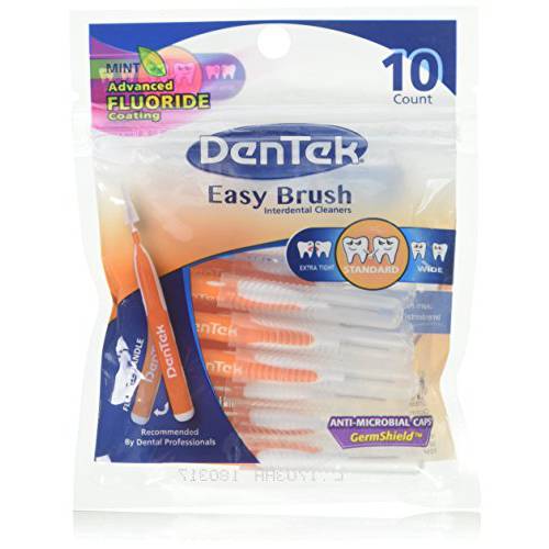 DenTek Easy Brush Advanced Clean Interdental Cleaners, Standard, 10 Count (Package May Vary)