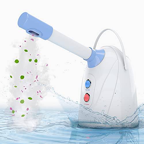 Facial Steamer, Auzro Face Steamer, Nano Ionic Beauty Facial Steamer with Extended Arm & Cold, Hot, Warm Steam, Professional Home Humidifier Steamer for Sauna Spa Home and Face Care