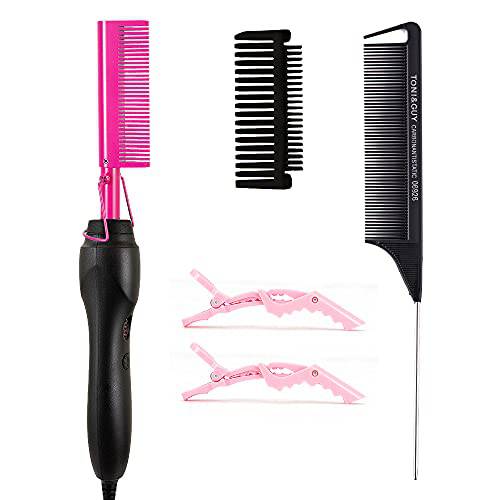 Pink Hot Comb Electric Hot Comb Heating Pressing Combs Hair Straightening [Power:42w]
