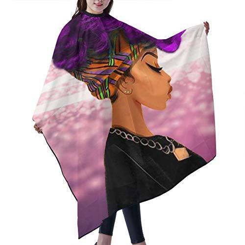 IASIFD Haircut Cape African Women with Purple Hair Barber Supplies Tool Set Salon Hair Cutting Cloth Apron Cape Hairstylist Hairdressing Capes 55x66 in