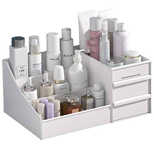 Large Makeup Desk Organizer With Drawers,Desktop Finishing Dresser Skin Care Shelf,Cosmetics Storage Box for nail polish,Lipstick,Brushes,Jewelry