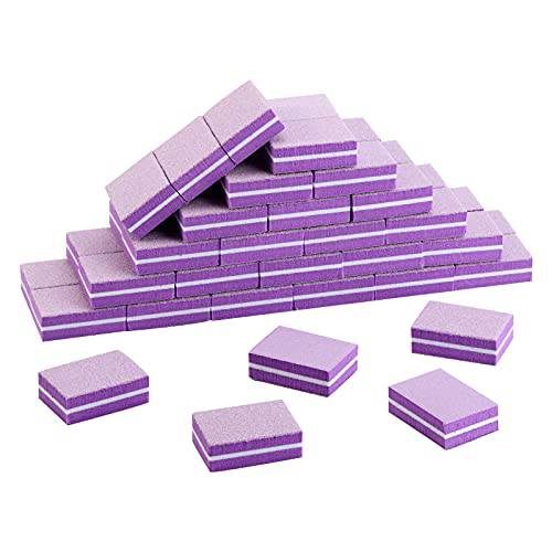 50 Pcs Mini Buffers for Nails 180/100 Grit Mini Nail Buffer Purple Nail Buffers for Natural Nails