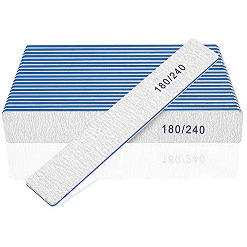 Nail File-Nail Files for Natural Nails 180/240 Grit, Emery Boards Nail Files Double Sided, 12 PCS Professional Manicure Tools for Nail Tech