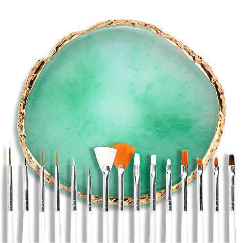 Nail Art Mixing Palette Resin Plate Tray for Christmas/Mixed Paint Drawing Color Display(Green)