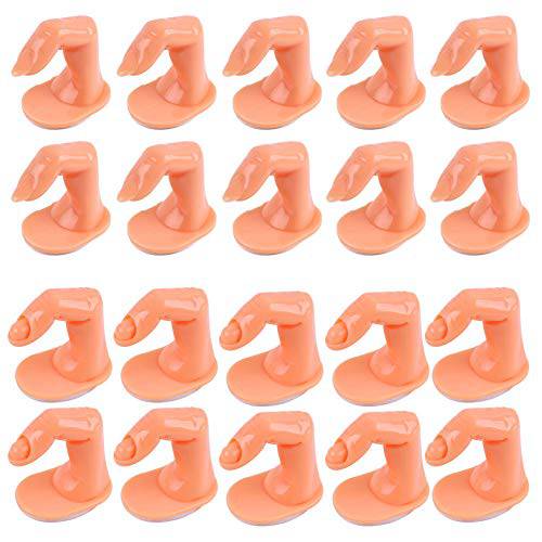 Uleade Practice Manicure Fingers Fake Finger Nail Hand for Acrylic Nail Practice Nail Art Training Display Decoration（10pcs with Nails + 10pcs without Nails)