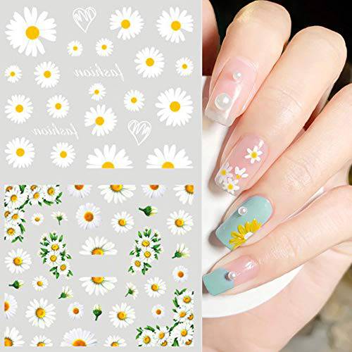 Daisy Nail Stickers Decals Daisy Nail Art Sliders Foil Water Transfer Spring Summer Nail Art Decorations Watermark Little Daisy Designs Stickers Tattoo Craft Manicure Tips Decoration 12 Sheets