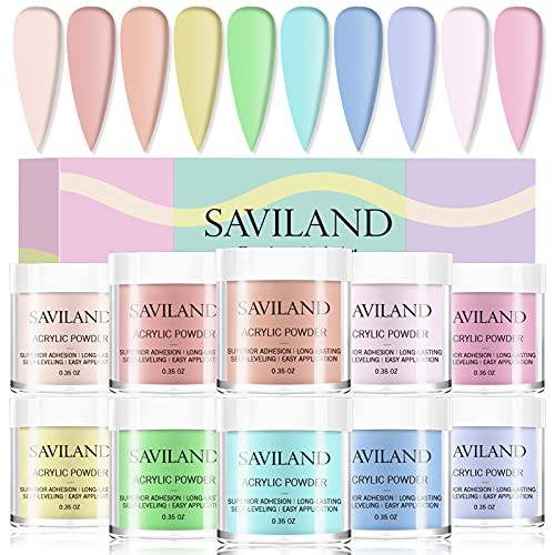 Saviland Acrylic Powder Set - 10 Colors Acrylic Nail Powder Set, Professional Polymer Nude Sweet Series for Acrylic Nails Extension French Manicure Kit No Need Nail Lamp