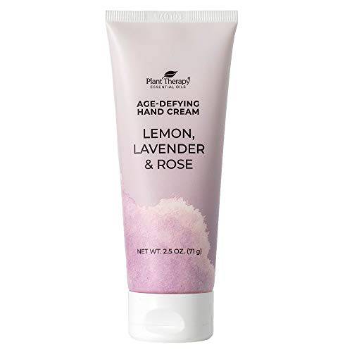 Plant Therapy Lemon, Lavender & Rose Age-Defying Hand Cream 2.5 oz Creamy, Hydrating & Softening for Glowing Skin