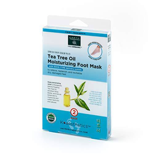 Earth Therapeutics Tea Tree Oil Moisturizing Foot Mask - 2 Pack (2 Pairs)