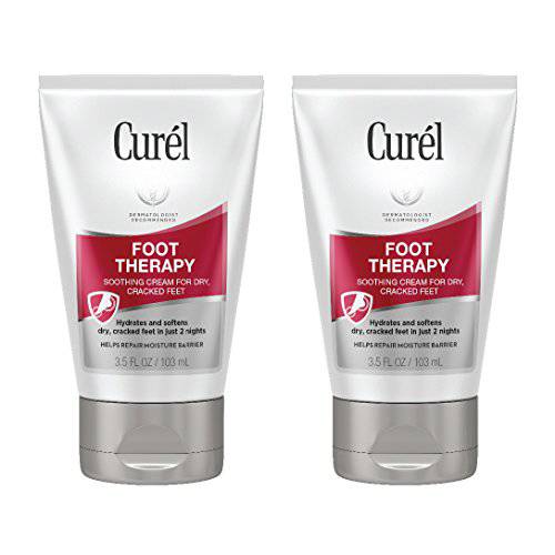 Curél Foot Therapy Cream, Soothing Lotion for Dry, Callused Feet and Cracked Heels, Quick Absorbing, Humectant Moisturizer, 3.5 Ounce (Pack of 2), with Shea Butter, Coconut Milk, and Vitamin E