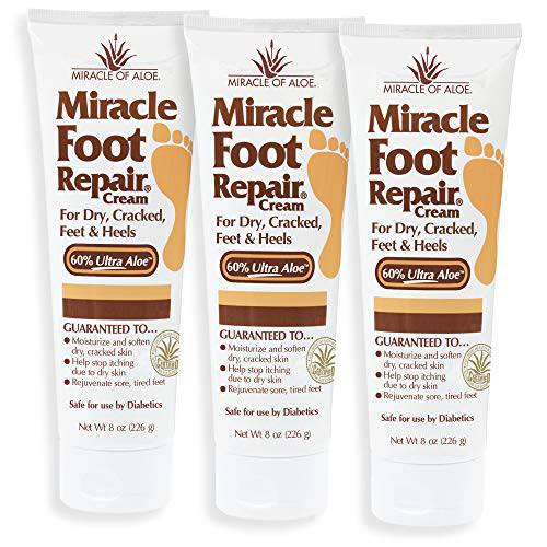 Miracle Foot Repair Cream | 8 Ounce Tube (3) | Fast Relief for Dry, Cracked, Itchy Feet and Heels | Moisturizes | Softens | Restores Comfort | Stops Nasty Odor | Diabetic-Safe