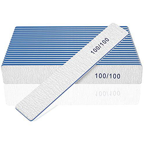Nail Files-Nail File for Acrylic Nails 100/100 Grit, 12 PCS Nail Files Emery Boards for Acrylic Nails, Washable Thick Professional Manicure Tools for Nail Tech …