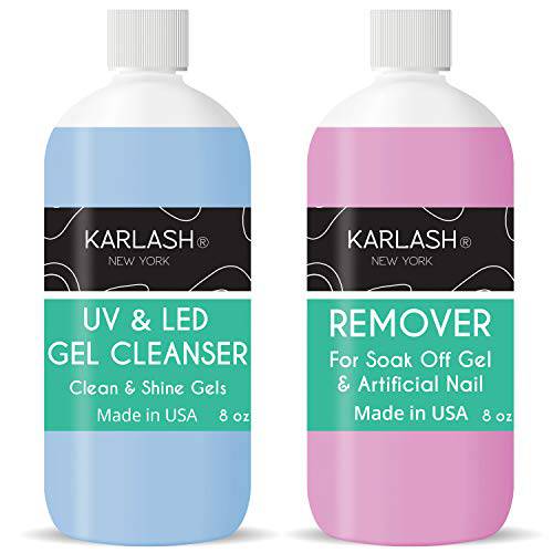 Karlash Professional Soak Off Remover for Gel Nail Polish Remover & UV Gel Cleanser for Gel Polish Top Coat (Set of 8 Ounce)