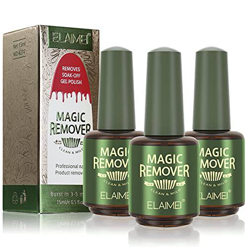 Nail Polish Remover for Gel,3 pack Magic Gel Nail Polish Remove Within 2-3 Minutes,Quick & Easy Polish Remover,No Need For Foil, Soaking Or Wrapping (Green)