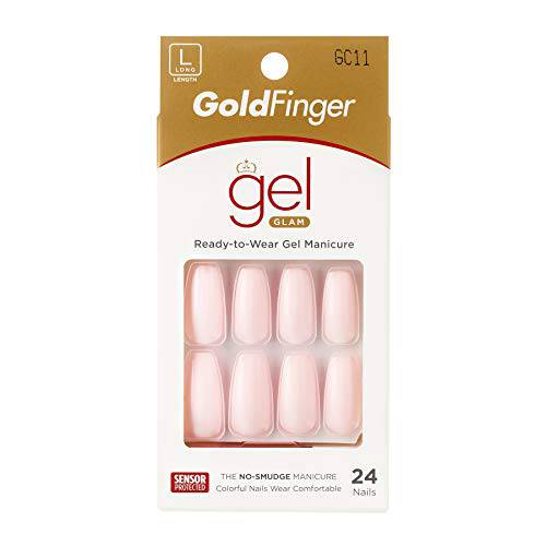 Gold Finger Full Cover Nails Gel Glam False Nails Long Length