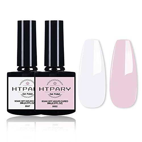 HTPARY Gel Nail Polish Nude Pink Color Long Lasting Pink-Purple Gel Polish Soak Off Cure under UV LED Lamp Nail Art Manicure Salon DIY at Home Gifts for Girls Women