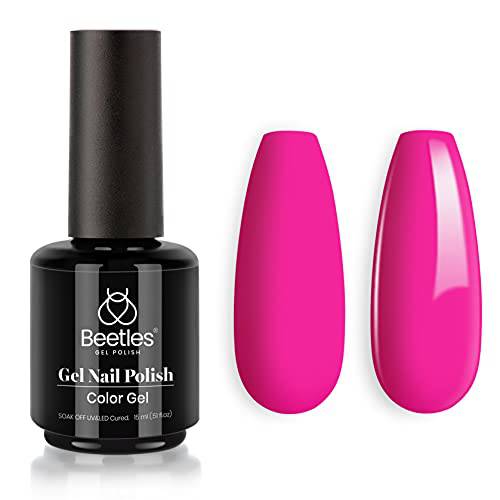 Beetles Gel Nail Polish Electric Pink Color Pinkmas Nails Soak Off LED Nail Lamp Summer Gel Polish -SIZE: .5 fl.Oz/Each 15 ml/Each, Gift for Girls
