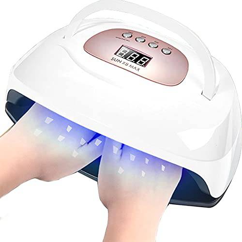 MISSTU UV LED Nail Lamp 150W, Sun UV Gel Nail Polish Curing Dryer Light, Nail Dryer Light with 4 Timer Presets for Two Hands, UV Dryer Machine for Professional Salon