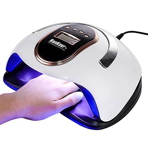 HanKeer 168W UV LED Nail Lamp，Nail Dryer Gel Polish Faster Acrylic UV Light with 4 Timer Setting ，Professional Portable Handle Poly LED Nail Quick-Dry Auto Machine , Small, Black