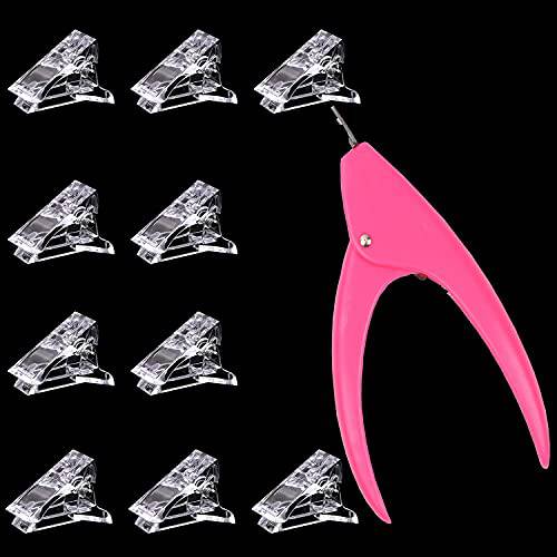 10Pcs Nail Tips Clip for Quick Building Polygel Nail Clips for Polygel Finger Nail Extension UV LED Builder Clamps Manicure Nail Art Tool with 1Pcs False Nail Tip Trimmer