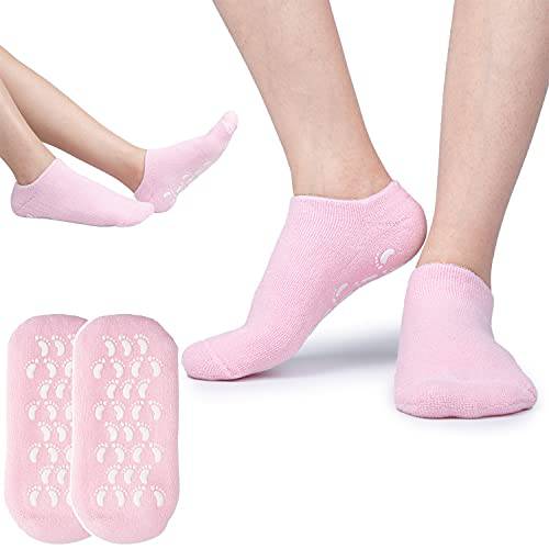 Ziz Care Gel Spa Sock Moisturizing Cotton Silicon Moisturize Soften Repair Cracked Skin Beauty Foot Care for Dry Feet Skin Treatment Silicone Socks Infused with Vitamins Essential Oils