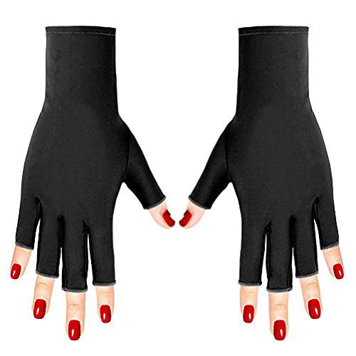 Pimoys Anti UV Gloves for Nail Lamp Light Manicure Gloves UV Light for Gel Nails, Hand UV Protection Fingerless Gloves for Nail UV lamp