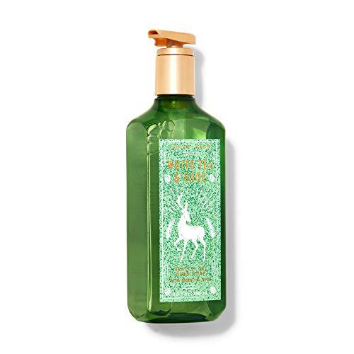 Bath and Body Works White Tea and Sage Gentle Hand Soap 8 Ounce New Full Size Green Reindeer