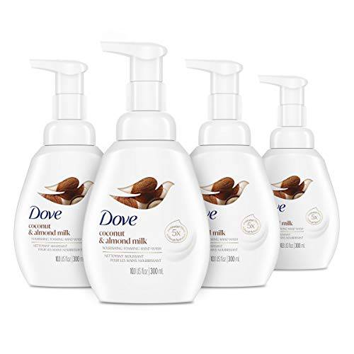 Dove Nourishing Foaming Hand Wash For Clean and Softer Hands Coconut and Almond Milk Cleanser That Washes Away Dirt and Germs 10.1 oz 4 Count