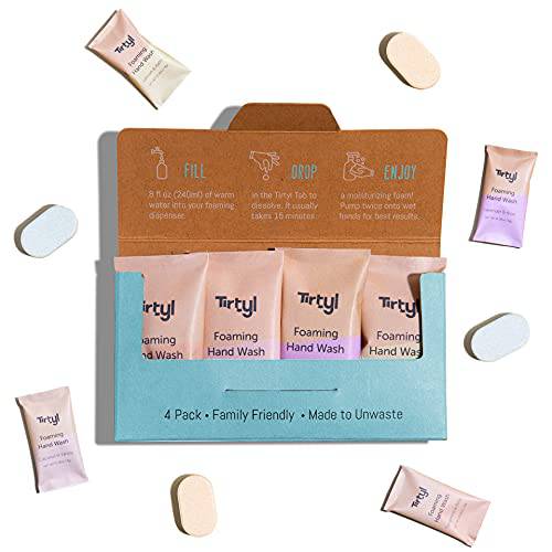 Tirtyl Foaming Hand Soap Tablet Refills - 4 Pack - 32 fl oz total (makes 4x 8 fl oz bottles of soap) - Cleansing & Moisturizing - Compostable Packaging - Variety Fragrance Pack