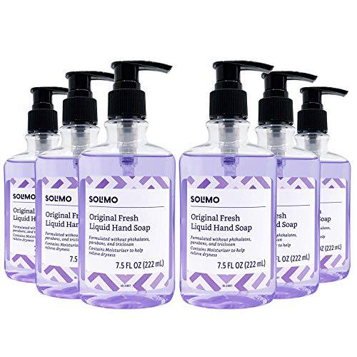 Amazon Brand - Solimo Original Fresh Liquid Hand Soap, 7.5 Fluid Ounce, Pack of 6