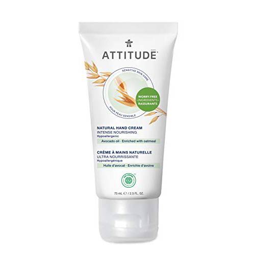 ATTITUDE Hand Cream, EWG Verified, Plant and Mineral-Based Ingredients, Vegan & Cruelty-free Beauty Products for Sensitive Skin, Nourishing, Avocado Oil, 2.5 Fl Oz