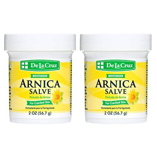 De La Cruz Arnica Salve, Foot Cream for Dry and Cracked Feet and Moisturizing Hand Salve for Dry Hands, 24 Hour Moisture for Dry and Rough Skin (2 Ounces - 2 Jars)