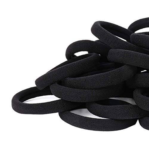 ZBORH 50PCS Black Hair Ties for Women, Seamless Hair Bands, Elastic Ponytail Holders, No Damage for Thick Hair